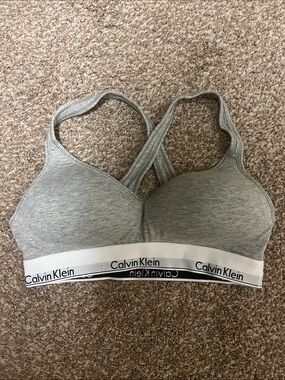 Calvin Klein Heather Gray Wireless Logo Bralette